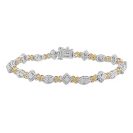 Previously Owned Diamond XO Bracelet 1/10 ct tw Round-cut Sterling Silver & 10K Yellow Gold