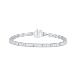 Previously Owned KAY Lab-Grown Diamonds Baguette-Cut Diamond Link Bracelet 1-1/2 ct tw 10K White Gold 7"