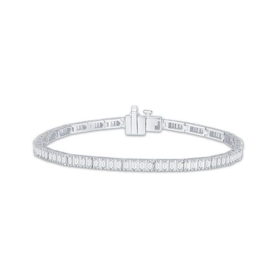 Previously Owned KAY Lab-Grown Diamonds Baguette-Cut Diamond Link Bracelet 1-1/2 ct tw 10K White Gold 7"