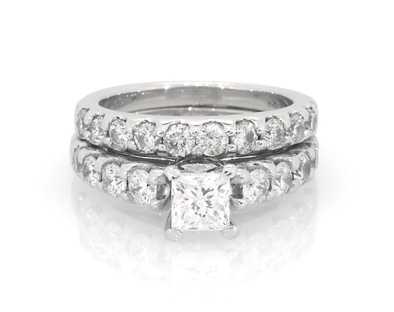Previously Owned Princess-Cut Diamond Bridal Set 2 ct tw 14K White Gold 4.5