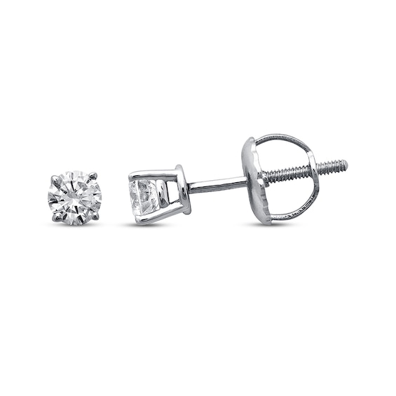 Previously Owned Certified Round-cut Diamond Solitaire Earrings 1/4 ct tw 14K White Gold