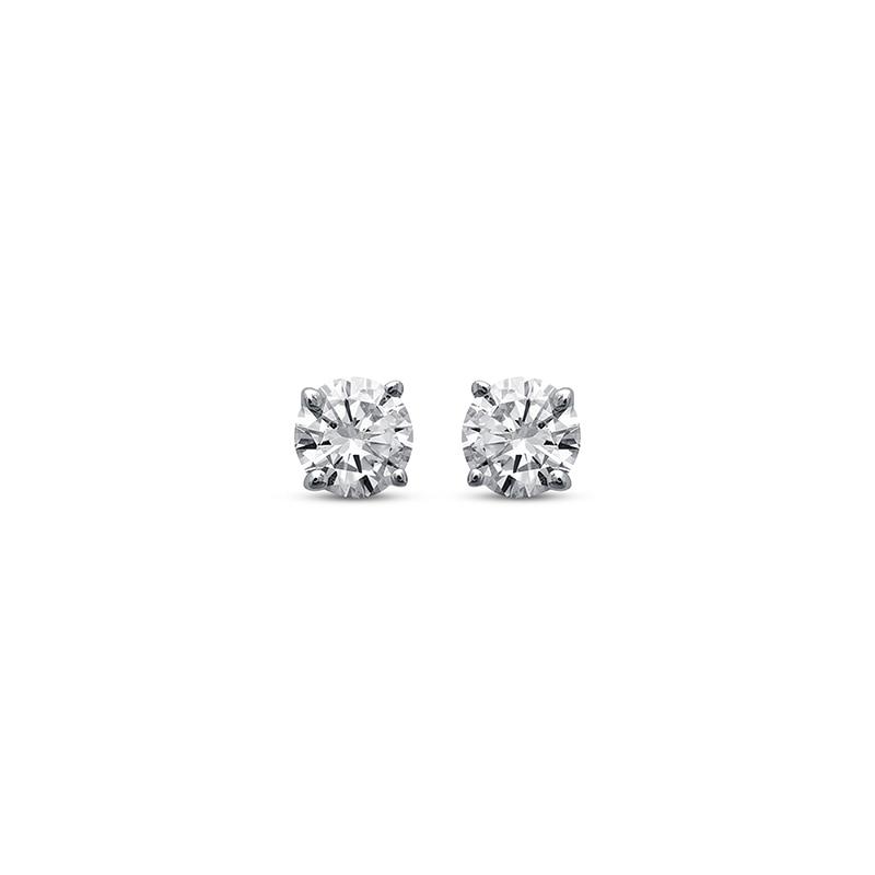Main Image 2 of Previously Owned Certified Round-cut Diamond Solitaire Earrings 1/4 ct tw 14K White Gold