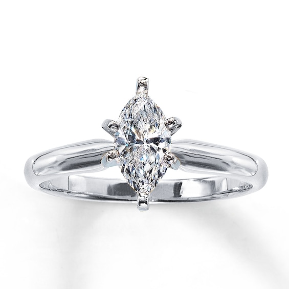 Previously Owned Diamond Solitaire Ring 5/8 carat Marquise-Cut 14K White Gold