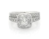 Thumbnail Image 1 of Previously Owned Princess-Cut Diamond Halo Bridal Set 1-1/5 ct tw 14K White Gold Size 4.75