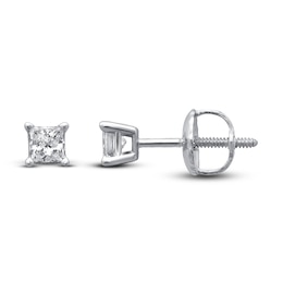 Previously Owned Certified Princess-cut Diamond Solitaire Earrings 1/4 ct tw 14K White Gold
