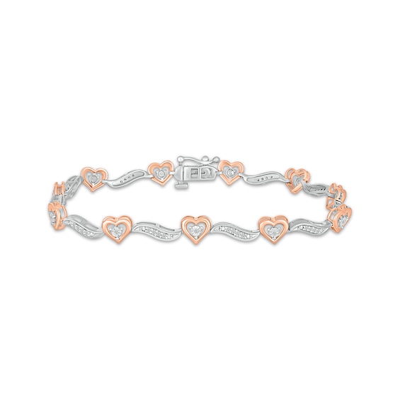 Previously Owned Diamond Heart Link Bracelet 1/4 ct tw 10K Two-Tone Gold 7"
