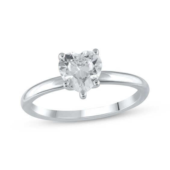 Previously Owned Lab-Grown Diamonds Heart-Shaped Solitaire Ring 1 ct tw 14K White Gold (F/SI2)