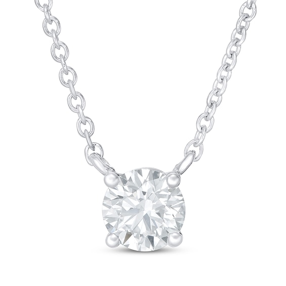 Previously Owned KAY Lab-Grown Diamonds Solitaire Necklace 1/2 ct tw 14K White Gold 18" (F/SI2)