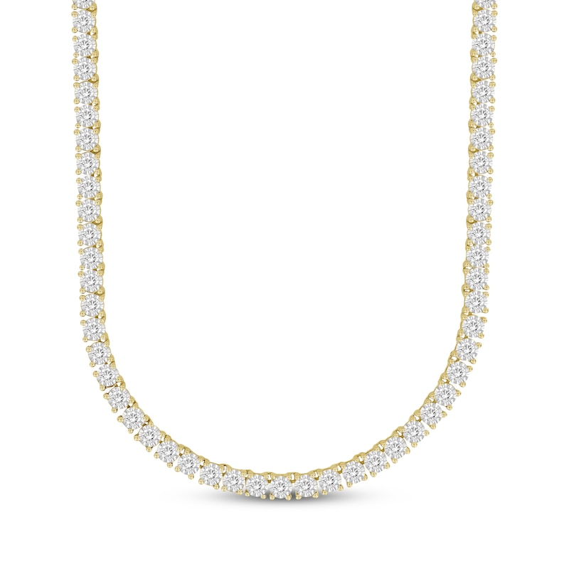 Main Image 1 of Previously Owned Men’s Round-Cut Diamond Tennis Necklace 3 ct tw 10K Yellow Gold 20”