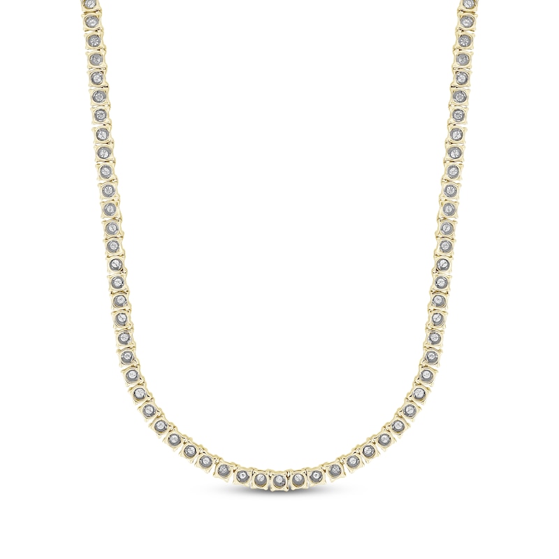 Main Image 3 of Previously Owned Men’s Round-Cut Diamond Tennis Necklace 3 ct tw 10K Yellow Gold 20”