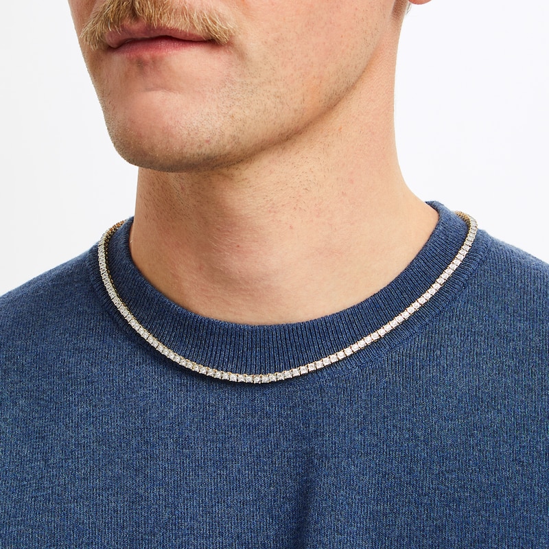 Main Image 5 of Previously Owned Men’s Round-Cut Diamond Tennis Necklace 3 ct tw 10K Yellow Gold 20”