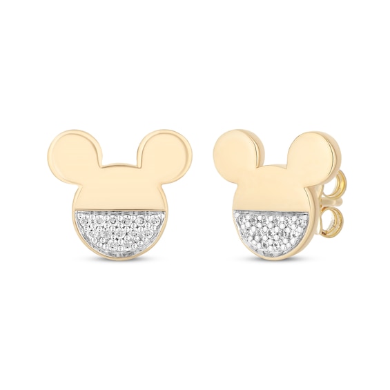 Previously Owned Disney Treasures Mickey Mouse Diamond Stud Earrings 1/10 ct tw 10K Yellow Gold
