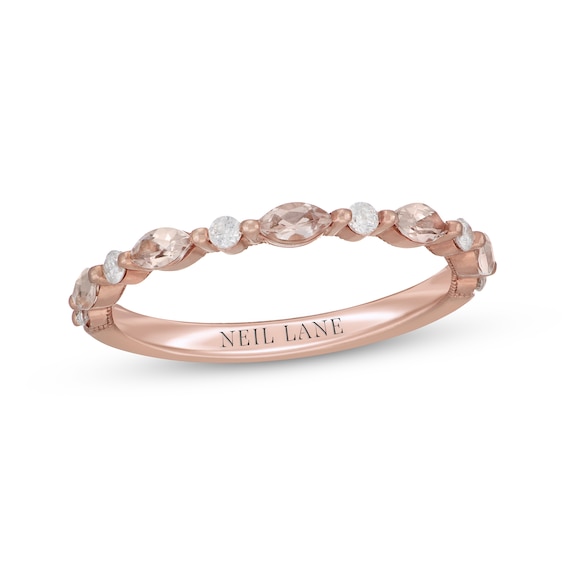 Previously Owned Neil Lane Marquise-Cut Morganite & Round-Cut Diamond Anniversary Ring 1/8 14K Rose Gold