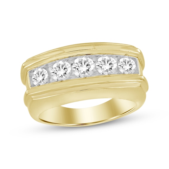 Previously Owned Men’s Round-Cut Diamond Wedding Band 1-1/2 ct tw 10K Yellow Gold