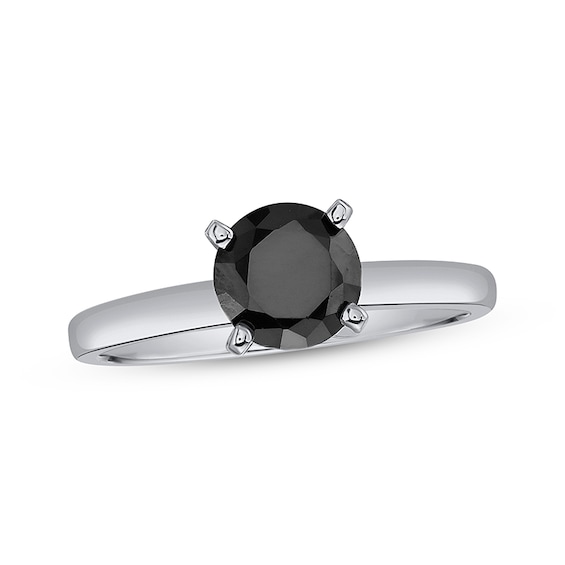 Previously Owned Black Diamond Solitaire Ring 2 ct tw 14K White Gold