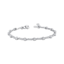 Previously Owned Diamond Wavy Link Bracelet 1/2 ct tw Sterling Silver 7"