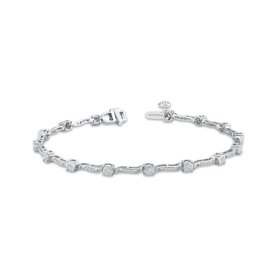 Previously Owned Diamond Wavy Link Bracelet 1/2 ct tw Sterling Silver 7"