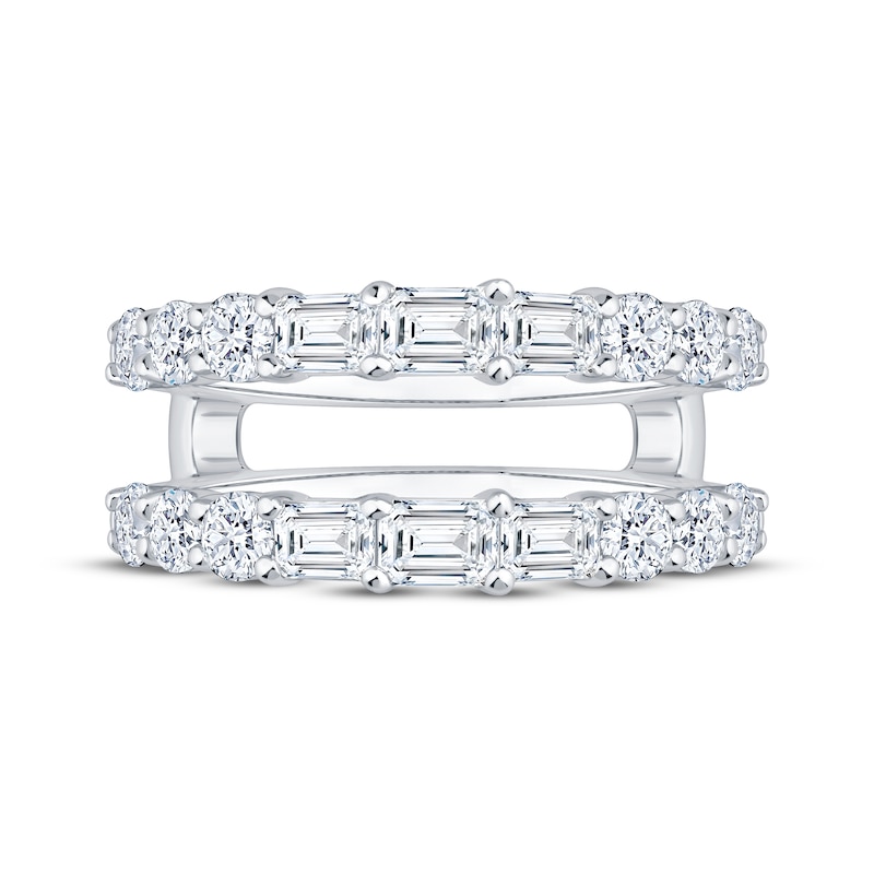 Main Image 3 of Previously Owned Lab-Grown Diamonds Emerald & Round-Cut Enhancer Ring 2 ct tw 14K White Gold