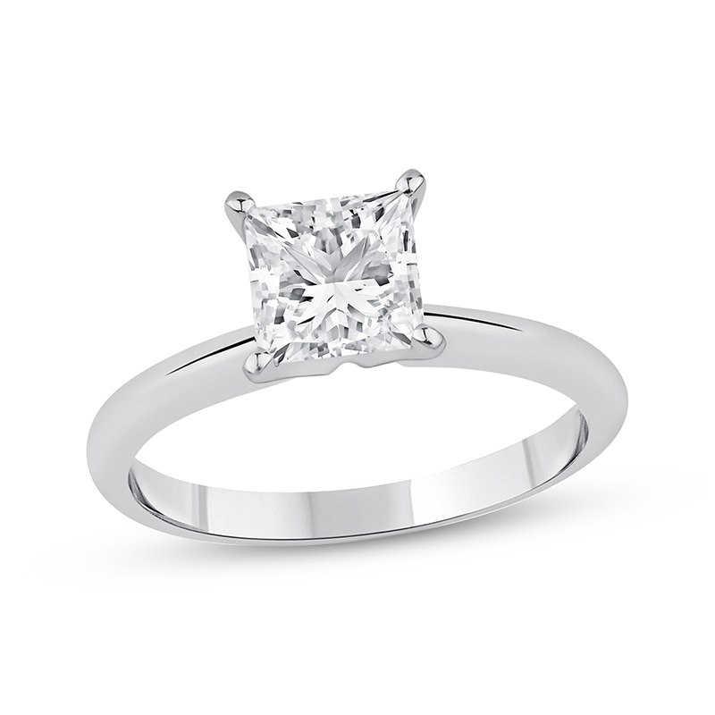 Main Image 1 of Previously Owned Lab-Grown Diamonds Princess-Cut Solitaire Engagement Ring 1-1/4 ct tw 14K White Gold (I/SI2)