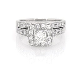 Previously Owned Princess-Cut Diamond Bridal Set 1-1/2 ct tw 14K White Gold Size 7.25