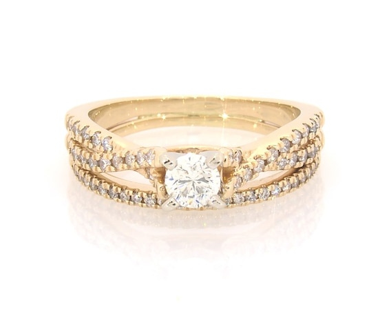 Previously Owned Round-Cut Diamond Bridal Set 3/4 ct tw 14K Yellow Gold Size 8