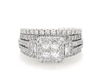 Thumbnail Image 1 of Previously Owned Princess-Cut Diamond Three-Stone Bridal Set 1-5/8 ct tw 14K White Gold Size 7