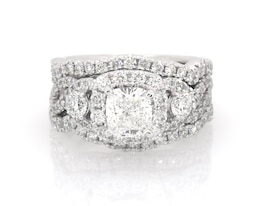 Previously Owned Neil Lane Cushion-Cut Diamond Halo Bridal Set 1-7/8 ct tw 14K White Gold Size 4.5