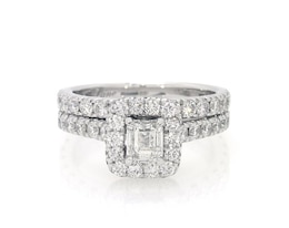 Previously Owned Neil Lane Emerald-Cut Diamond 1-7/8 ct tw Bridal Set 14K White Gold Size 5.75