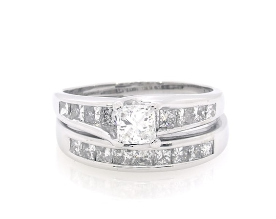 Previously Owned Princess-Cut Diamond Bridal Set 1-3/8 ct tw 14K White Gold Size 6