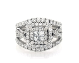 Previously Owned Neil Lane Princess-Cut Quad Diamond Bridal Set 1-1/2 ct tw 14K White Gold Size 5.5