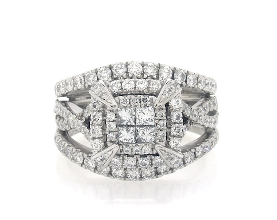 Previously Owned Neil Lane Princess-Cut Quad Diamond Bridal Set 1-1/2 ct tw 14K White Gold Size 5.5