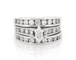 Previously Owned Marquise-Cut Diamond Bridal Set 1-1/3 ct tw 14K White Gold Size 5