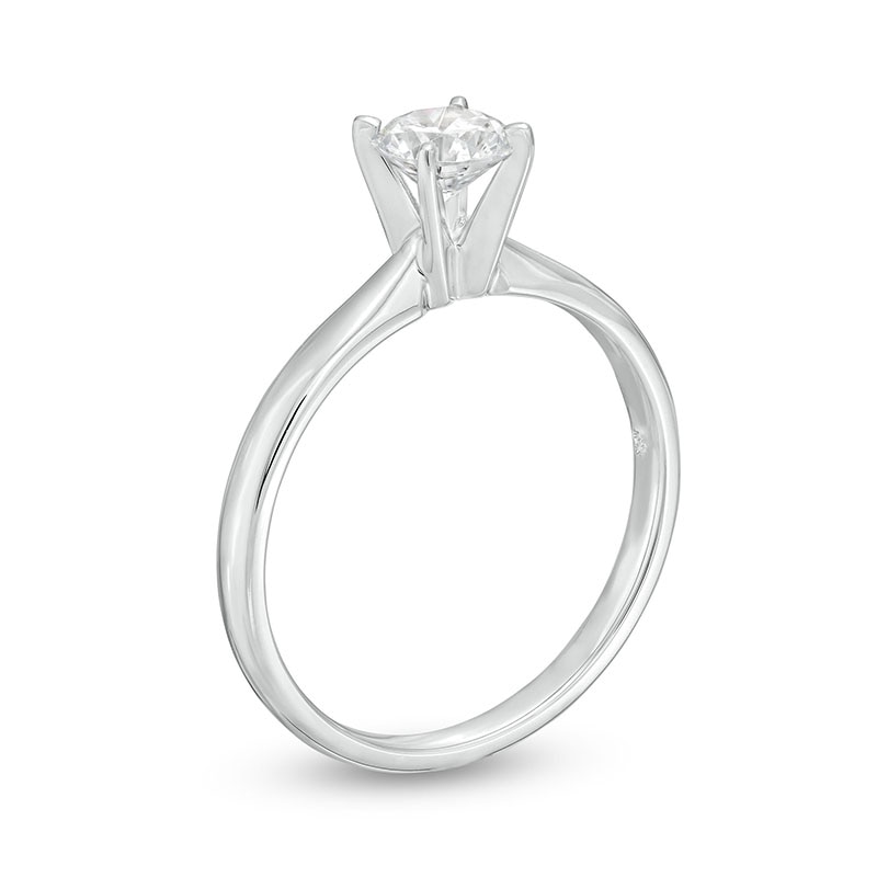 Main Image 3 of Previously Owned Diamond Solitaire Ring 1/2 carat Round-cut 14K White Gold (I/I2)