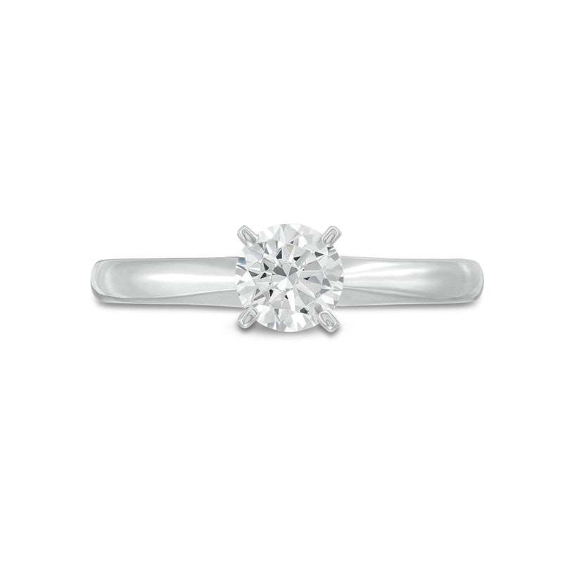 Main Image 4 of Previously Owned Diamond Solitaire Ring 1/2 carat Round-cut 14K White Gold (I/I2)