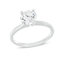 Previously Owned Certified Diamond Round-Cut Solitaire Engagement Ring 1-1/2 carats 14K White Gold (I/I2)