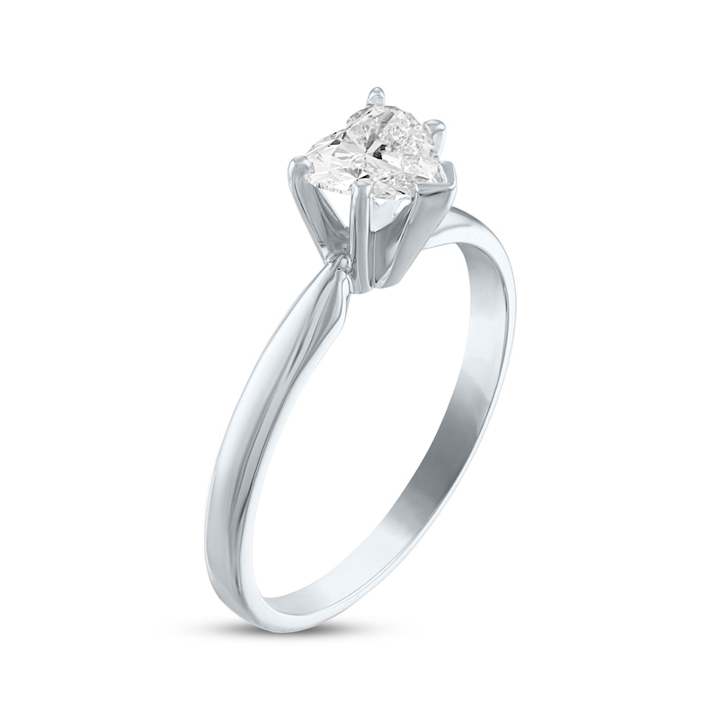 Main Image 2 of Previously Owned Diamond Solitaire Ring 1/2 carat Heart-shaped 14K White Gold (I/I2)