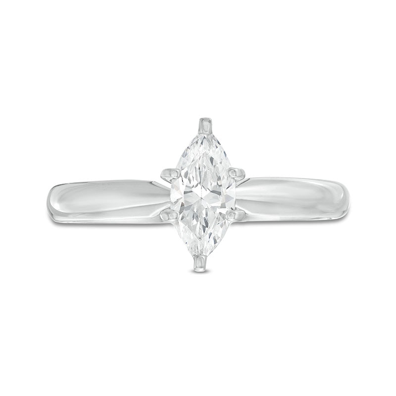 Main Image 4 of Previously Owned Diamond Solitaire Ring 1/2 carat Marquise 14K White Gold (I/I2)