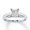 Thumbnail Image 1 of Previously Owned Certified Diamond Ring 1 carat Princess-cut 14K White Gold