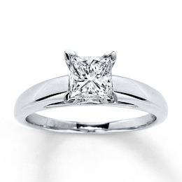 Previously Owned Certified Diamond Ring 1 carat Princess-cut 14K White Gold