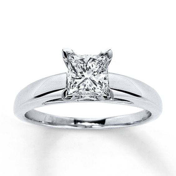 Previously Owned Certified Diamond Ring 1 carat Princess-cut 14K White Gold