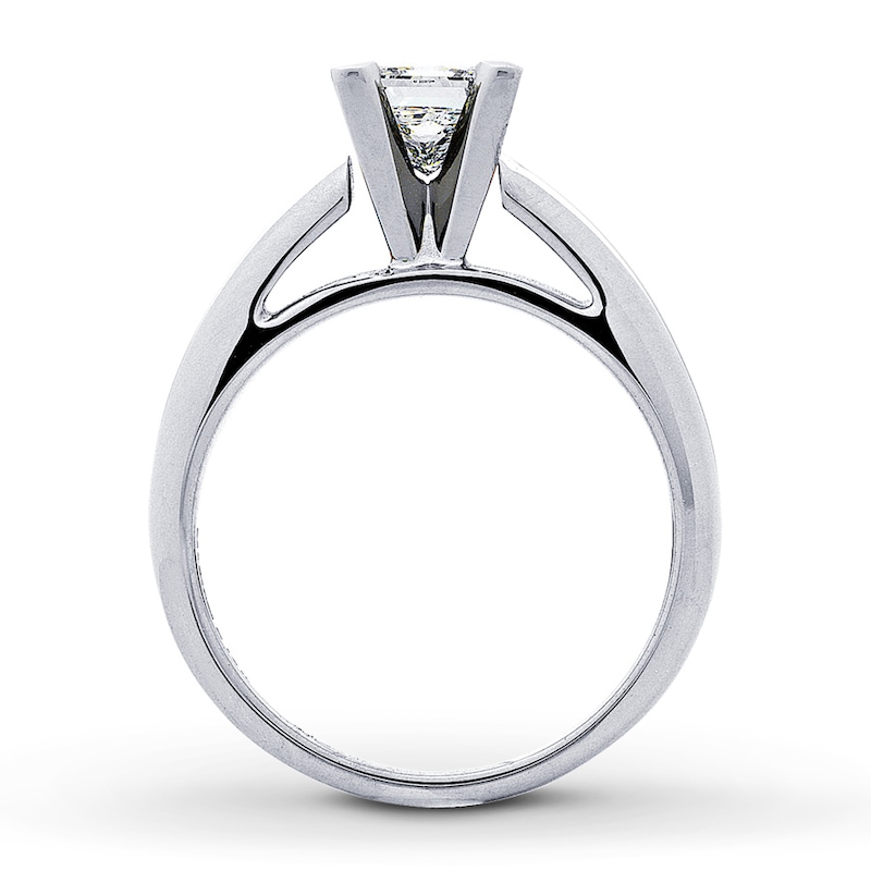 Main Image 2 of Previously Owned Certified Diamond Ring 1 carat Princess-cut 14K White Gold