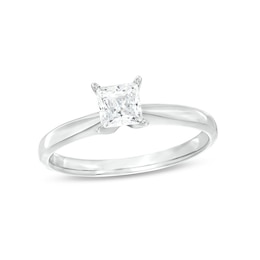 Previously Owned Diamond Solitaire Ring 1/2 Carat Princess-Cut 14K White Gold (I/I2)