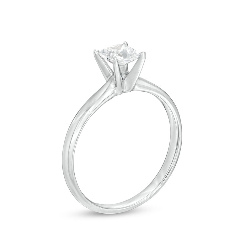 Main Image 3 of Previously Owned Diamond Solitaire Ring 1/2 Carat Princess-Cut 14K White Gold (I/I2)