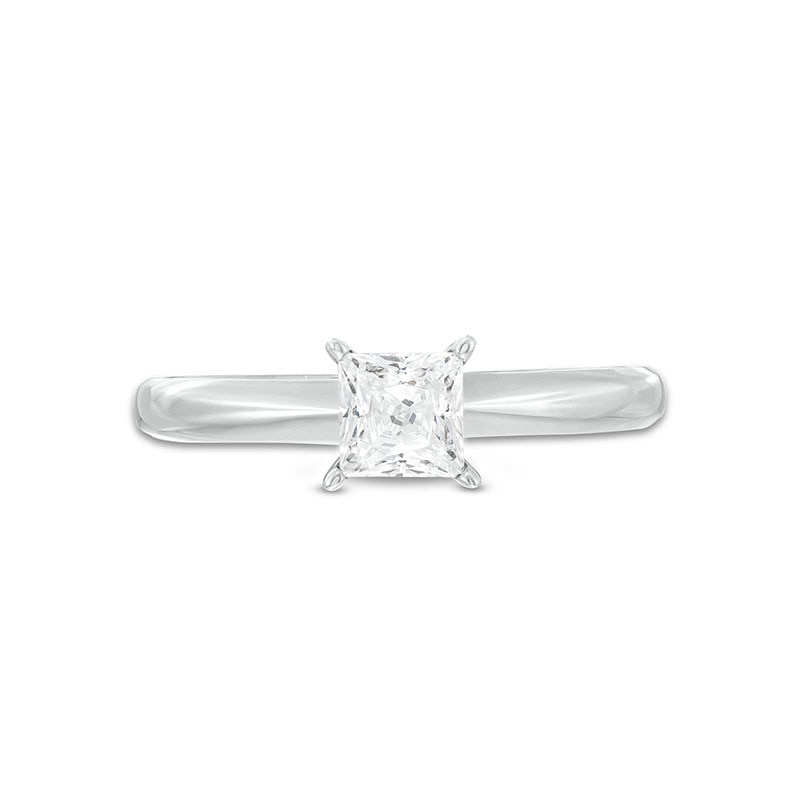 Main Image 4 of Previously Owned Diamond Solitaire Ring 1/2 Carat Princess-Cut 14K White Gold (I/I2)