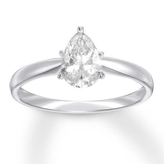 Previously Owned Certified Pear-Shaped Diamond Solitaire Engagement Ring 1 ct tw 14K White Gold (I/I1)