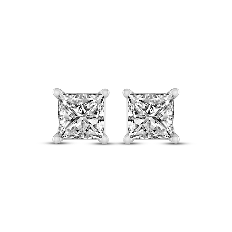 Main Image 2 of Previously Owned Diamond Solitaire Earrings 1 ct tw Princess-cut 14K White Gold