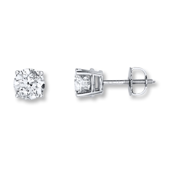 Previously Owned Diamond Solitaire Earrings 1-1/2 ct tw Round-cut 14K White Gold (K/I2)