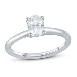 Previously Owned Lab-Grown Diamonds Oval-Cut Solitaire Engagement Ring 1 ct tw 14K White Gold (F/VS2)