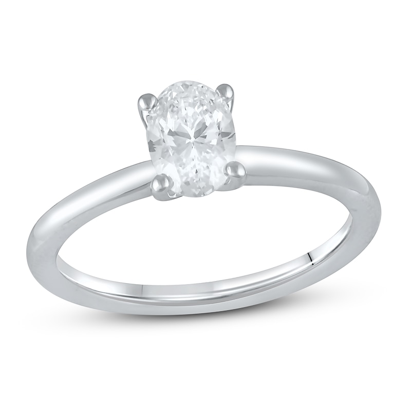 Main Image 1 of Previously Owned Lab-Grown Diamonds Oval-Cut Solitaire Engagement Ring 1 ct tw 14K White Gold (F/VS2)