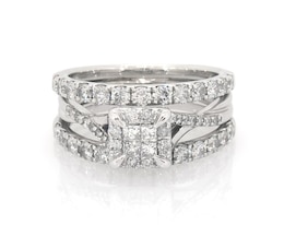 Previously Owned Princess-Cut Quad Diamond Bridal Set 1-1/4 ct tw 10K White Gold Size 5.5